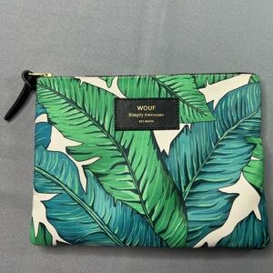 WOUF Leaf Print Zip Pouch | Tropical Green | Excellent Condition